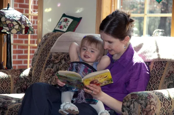 Mom reading to child