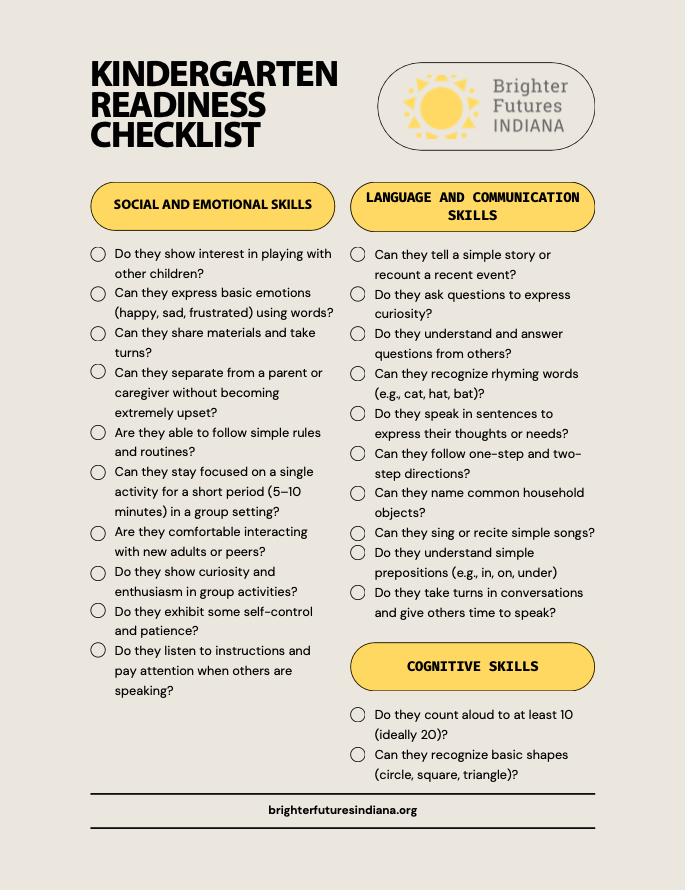 Kindergarten Checklist Preview