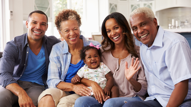 children helping grandparents